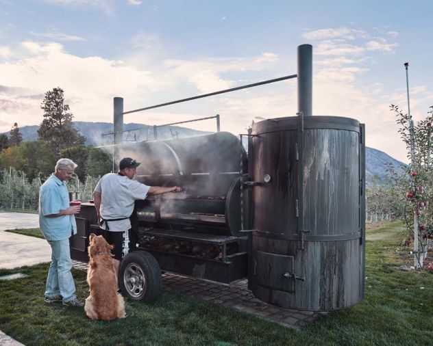 Contractor Beazley is also known for his BBQ expertise. He houses his spectacular smoker at the barn which is used often when the barn plays host to weddings and community events for the fire department, VFW, and Manson High School sports teams.