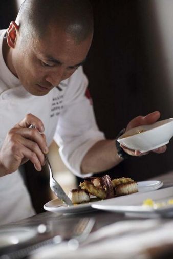 Chef Jin plates with artistic flair and careful detail.