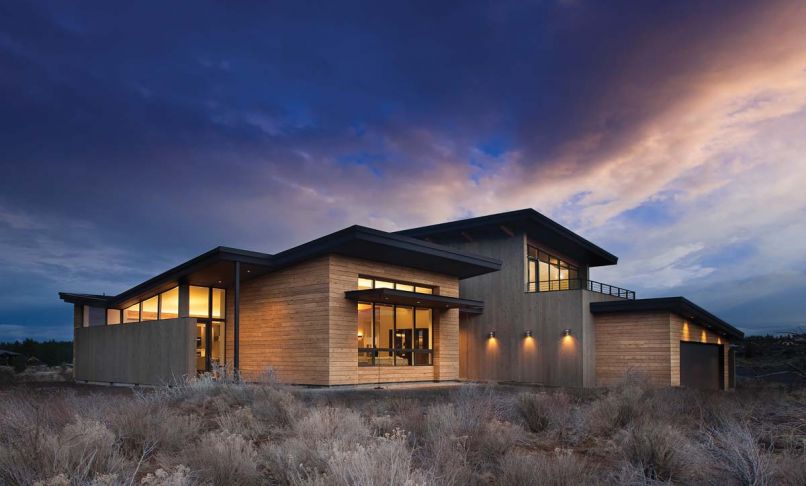 Designer and project manager Nate Ewan used Oregon juniper wood for some of the exterior siding. Tough as nails, juniper grows so well in Eastern Oregon that it’s considered a nuisance. Worse, the tree’s deep roots and high water needs, 30 to 70 gallons a day, mean it’s slowly draining the water table in an already dry climate.