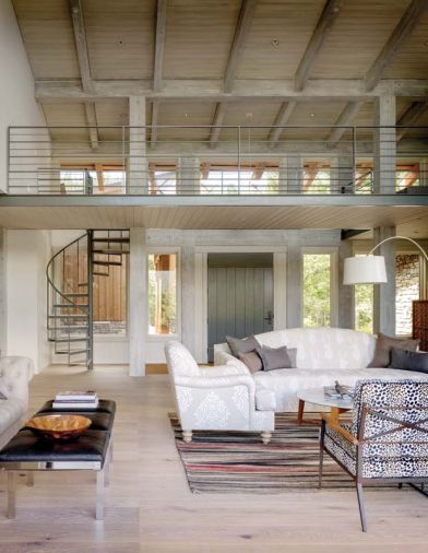 All the metal work, including the steel loft insert and spiral staircase, was custom fabricated in a minimal and elegant style.