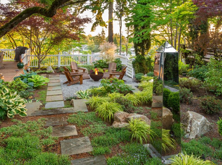 To design a modern yard to complement a traditional home, a Seattle landscape is created with elements that combine the homeowner’s Virginia childhood with plants native to the Northwest.