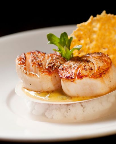 Seared Diver Scallops, a signature dish at Alchemy Restaurant & Bar 
in The Winchester Inn.