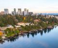 Meydenbauer Bay on Lake Washington with downtown Bellevue in the background.