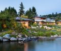 The once sterile lawn-centric landscape of this Lake Washington home now boasts a magnificently terraced, environmentally and wildlife friendly landscape by Paul Broadhurst replete with newly-designed guest house left, and an infinity pool - all of which slopes gently down to the water’s edge with meandering paths and a pebble beach secured by logs and boulders handpicked from a quarry in the Cascades. The landscape design became a pilot project for Green Shores for Homes, an EPA-funded initiative to promote healthy soft shorelines.