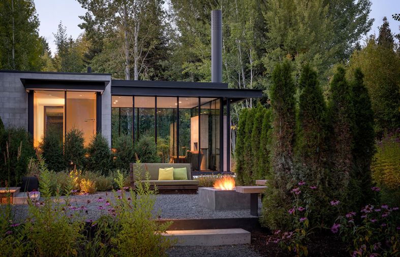 Peace-filled garden off master suite by Ben Young Landscape Architect, including BYLA custom designed bench with fabric selected by Lucas.