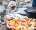 Paella with Chicken, Shrimp and Mussels - a dish inspired by the women’s mother’s self-taught adventures of making paella after purchasing a paella pan during a trip to Europe. Saffron is a must!