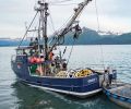One of the Salmon Sisters’ fishing trawlers heading out to sea.