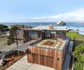 View of roof garden atop three-car garage. Eichelberger chose Ipe siding for its ability to hold up well amidst coastal weather compounded by combo of hot sun and heavy moisture with 55-year-life-expectancy.