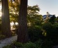 Entry tree portal features pavers sliced from local granite boulders. Large sculptural boulder at path bend helps direct visitors toward entry. Photography © Kevin Scott