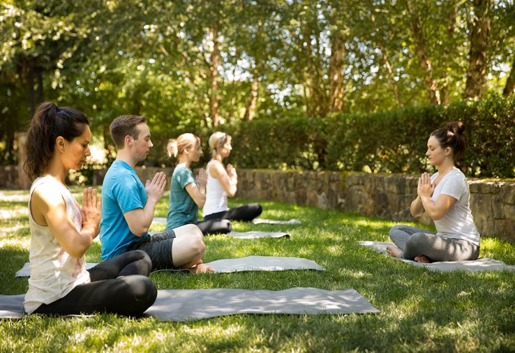 Start the day with outdoor yoga at The Allison. Photography © The Allison Inn & Spa.