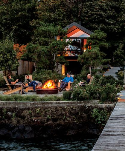 The landscaping includes Huckleberry basalt boulders, forest grasses and Japanese black pine trees, some of which are 70 years old.