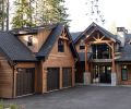 On the exterior, the elegant Pabco comp roofing is from Peak Construction, joined with knotty cedar siding from Wine Valley Siding Supply. A custom front door was added to the home from Old World Door, with Emtek hardware. Handsome triple Northwest Door garage doors provided by Gale Construction.