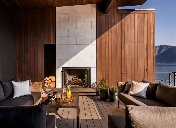 The upstairs deck is perfect for morning coffee or evening cocktails, with owner-provided furnishings and an Astra Fireplace.