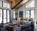 Durable fabrics, like the performance-grade linen on the sofa, leather ottoman, and Pendleton Wool on the swivel chairs, are ready for laidback cabin life.