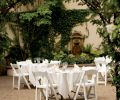 The lush garden courtyard at Lark’s Restaurant is a popular respite for leisurely dining with friends.
