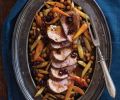 Pan-Roasted Pork Tenderloin with Salsify, Carrots, Chickpeas, and Cranberries