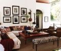 Assorted antique batik and tribal fabric pillows give character to the living room designed for easy entertaining.