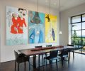 A seven-foot triptych by Fay Jones hung in the business offices of Twist in Portland until it could be hung in the new dining room. Having adequate wall and display space to house the homeowners’ art collection was a key consideration in the home’s design.