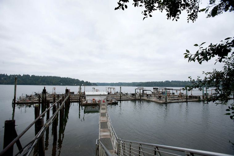 The clam and oyster seed nursery at Taylor Shellfish, also known as FLUPSY (Floating Upwell System) in Shelton, Washington, the largest facility of its kind in the world.