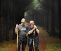 Chefs Christopher Czarnecki of the Joel Palmer House in Dayton (left) and Vitaly Paley of Paley’s Place and Imperial in Portland (right) brave the windswept winter rain to search for Oregon truffles in the fertile Willamette Valley.