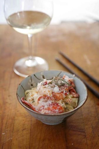 Czarnecki’s <a href='christopher-czarnecki-angel-hair-pasta-with-maine-lobster-truffle-sauce'>Angel Hair Pasta with Maine Lobster Truffle Sauce</a>.