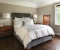 Benjamin s gray mohair bed continues the gray and cream motif in the newly expanded master bedroom.