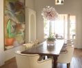Richard Saba s “Lotus” adds a burst of color to the dining room.