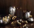 The Butterfly Gingko Collection is inspired by delicate leaves that resemble butterfly wings. Each cocoon-shaped vessel is adorned with handcrafted brass ‘butterflies.’