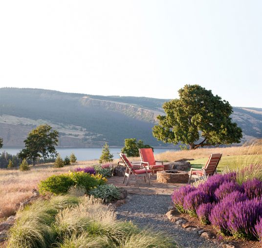 A fire pit was added at the behest of Bennett’s husband, who wanted a place to gather with friends and family. “When you work for yourself, you get your husband as a client,” laughs Bennett. “My husband was adamant he wanted a fire pit. It was fun to integrate his parameters with mine.”