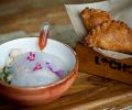 Lechon puts an unexpeted spin on ceviche by topping it with tequila-lime foam and an ampule of ruddy chili syrup for diners to apply as it suits them. Crisp empanadas are stuffed with savory fillings like braised brisket or piquillo peppers.