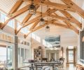 John loves how the exposed structural components of the
house, like these Douglas fir beams and the concrete pilings,
give the home a slightly industrial, boat house-type feel.